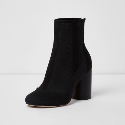 Black knitted ankle boots